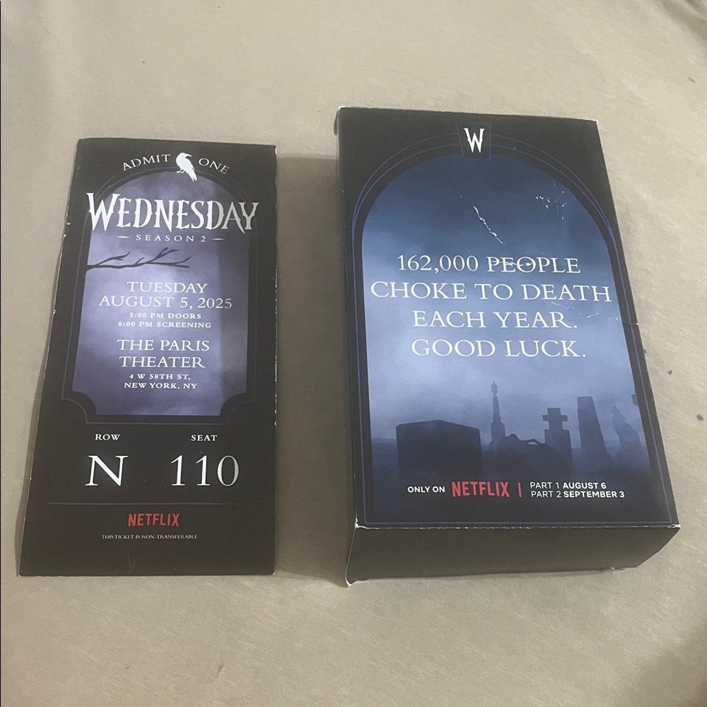 Wednesday Season 2 Premiere Ticket & Popcorn box 8/5/25 Jenna Ortega Tim Burton - Picture 2 of 8